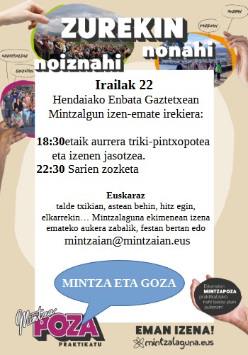 Mintzapoza, mintzalaguna, euskaraz, hendaia, mintzaian